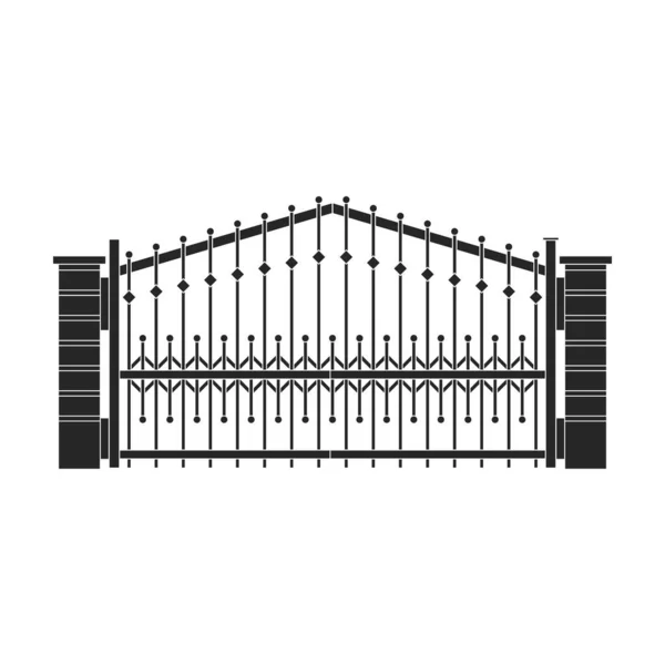 フェンスゲートベクトルのアイコン白い背景フェンスゲートに隔離された黒いベクトルのアイコン. — ストックベクタ