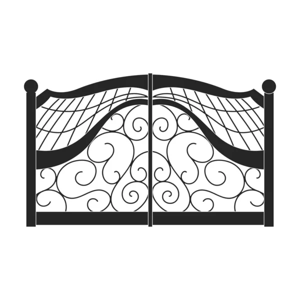 Fence gate vector icon.Black vector icon isolated on white background fence gate. — Stock Vector