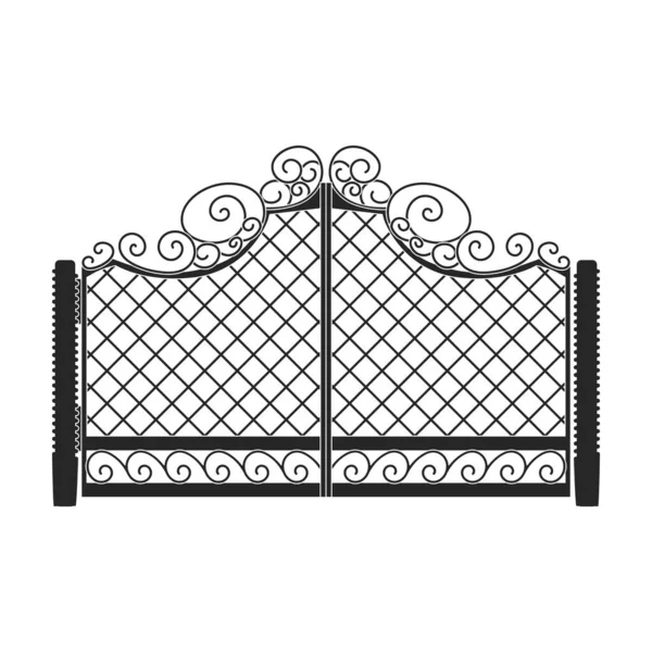 Vetor de portão de vedação icon.Black vetor ícone isolado no portão de cerca de fundo branco. —  Vetores de Stock