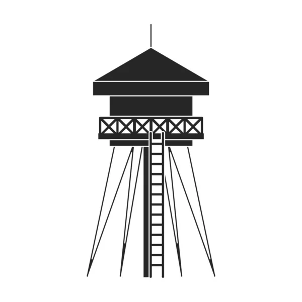 Vodní věž vektorová ikona.Černá vektorová ikona izolované na bílém pozadí vodárenské věže. — Stockový vektor