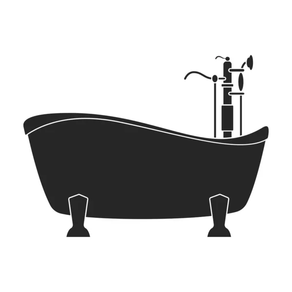 Badkuip vector icon.Black vector pictogram geïsoleerd op witte achtergrond bad. — Stockvector