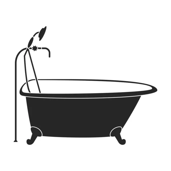 Badkuip vector icon.Black vector pictogram geïsoleerd op witte achtergrond bad. — Stockvector
