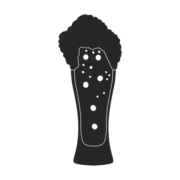 Ikona wektora szkła piwnego.Czarna ikona wektora izolowana na białym tle szklanki piwa. — Wektor stockowy