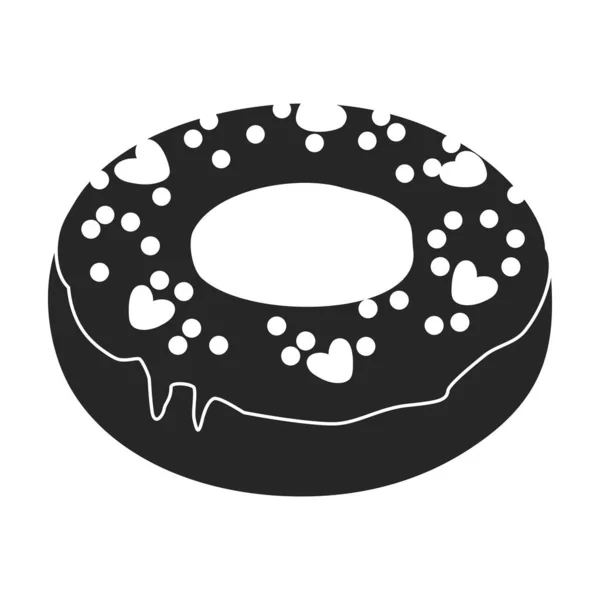 Pink doughnut vector icon.Black vector icon isolated on white background pink doughnut. — Stock Vector