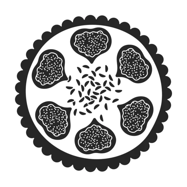 Cake top view vector icon.Black icono del vector aislado en la vista superior de la torta de fondo blanco. — Archivo Imágenes Vectoriales