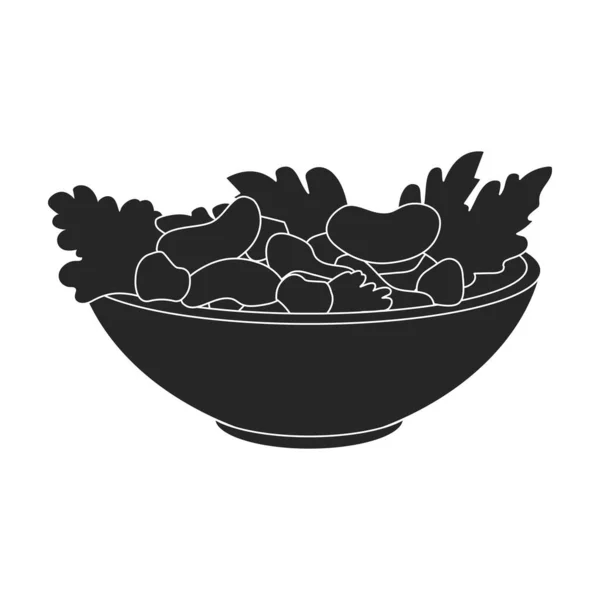 Ícone vetorial de salada vegetal.Ícone vetorial preto isolado na salada vegetal de fundo branco. —  Vetores de Stock