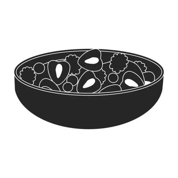 Чаша фруктовый салат вектор икона. Черный вектор икона изолированы на белом фоне миска фруктовый салат. — стоковый вектор