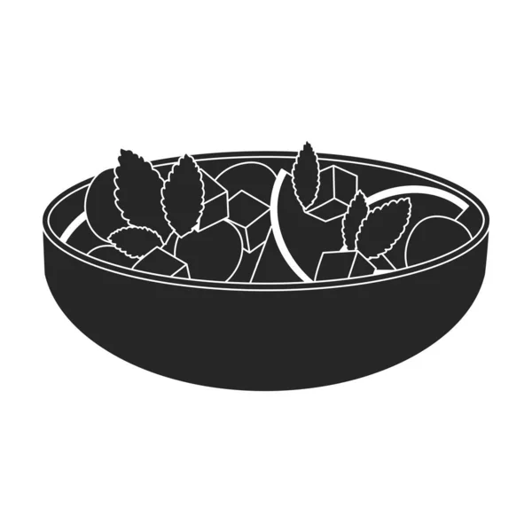 フルーツサラダのアイコンのボウル。フルーツサラダの白い背景のボウルに隔離された黒いベクトルのアイコン. — ストックベクタ
