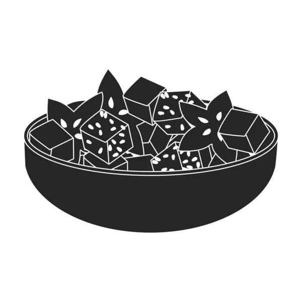 Mangkuk buah salad vektor icon.Black vector ikon terisolasi pada latar belakang putih mangkuk salad buah. - Stok Vektor