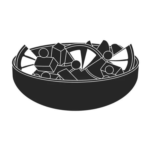 Cuenco de icono de vector de ensalada de frutas. Icono de vector negro aislado en un tazón de fondo blanco de ensalada de frutas. — Vector de stock