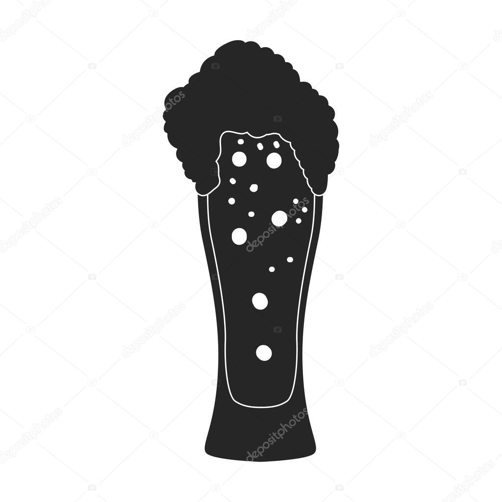 Beer glass vector icon.Black vector icon isolated on white background beer glass.