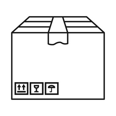 Kutu ve küp logosu izole edilmiş. Kutu ve kahverengi stok vektör illüstrasyonunun grafiği.