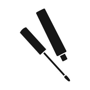 Ruj ve pomade logonun vektör çizimi. Stok için ruj ve parlatıcı vektör simgesinin grafiği.