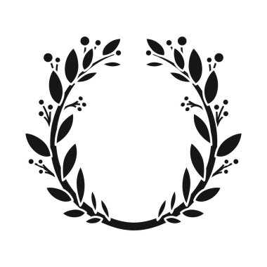 Çelenk ve defne sembolünün vektör tasarımı. Ağın çelenk ve taç sembolü grafiği.