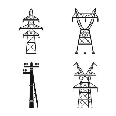 Bağlantı ve ekipman simgesinin vektör tasarımı. Stok için bağlantı ve elektrik vektör simgesi koleksiyonu.