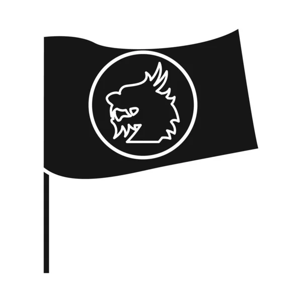Векторный дизайн флага и иконки дракона. Набор флагов и знаков зодиака для паутины. — стоковый вектор