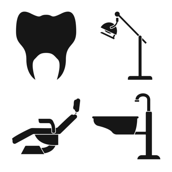 치과 및 간호 표지판의 벡터 그림. 주식을 위한 치과 및 기형학 벡터 아이콘 세트. — 스톡 벡터