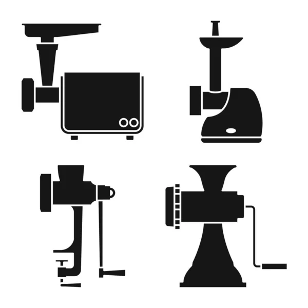 Ilustración vectorial de dispositivo y símbolo metálico. Colección de dispositivo e icono de vectores de picadora para stock. — Vector de stock