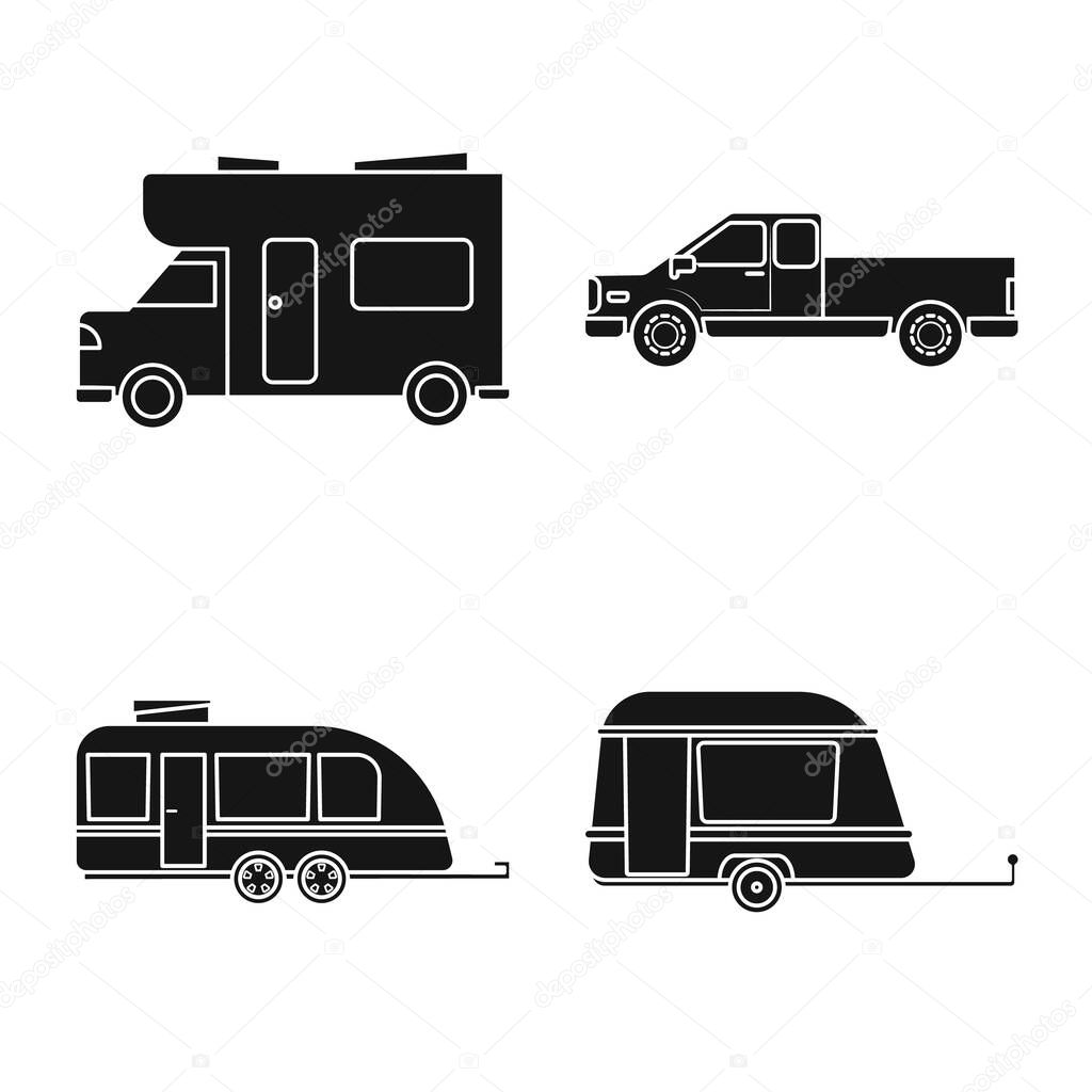 Vector design of trailering and camping logo. Collection of trailering and transport vector icon for stock.