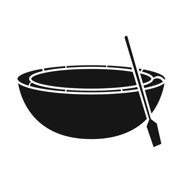 Vektorillustration von Boot und vietnamesischem Logo. Set von Boot-und Paddel-Vektor-Symbol für Lager. — Stockvektor