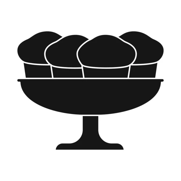 Objeto aislado de cupcake y pastelería icono. Conjunto de cupcake y plato símbolo de stock para la web . — Vector de stock