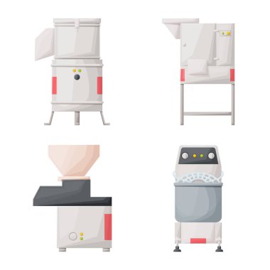 Mutfak ve endüstriyel logonun vektör tasarımı. Stok için mutfak ve ekipman vektör simgesi kümesi.