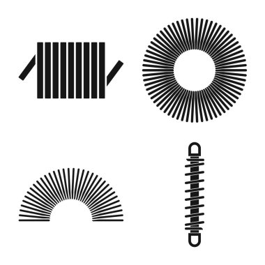 Basınç ve elastik işaretin vektör çizimi. Stok için basınç seti ve esnek vektör simgesi.