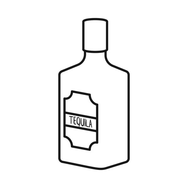 Ilustración vectorial del signo de botella y tequila. Gráfico de botella y vidrio símbolo de stock para web. — Vector de stock
