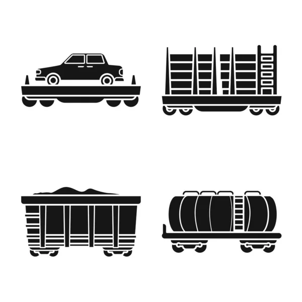Векторная иллюстрация иконки транспорта и железной дороги. Коллекция транспортного и железнодорожного символа для сети. — стоковый вектор