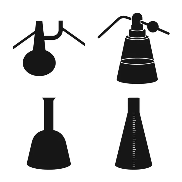 Vector illustratie van farmacologie en experiment logo. Set van farmacologische en chemische vectorpictogrammen voor voorraad. — Stockvector