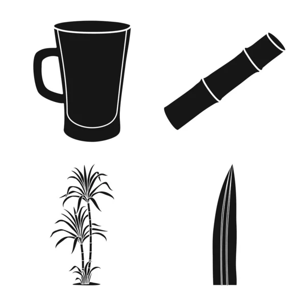 農業と甘いロゴのベクトルデザイン。農業とサトウキビのストック図のセット. — ストックベクタ