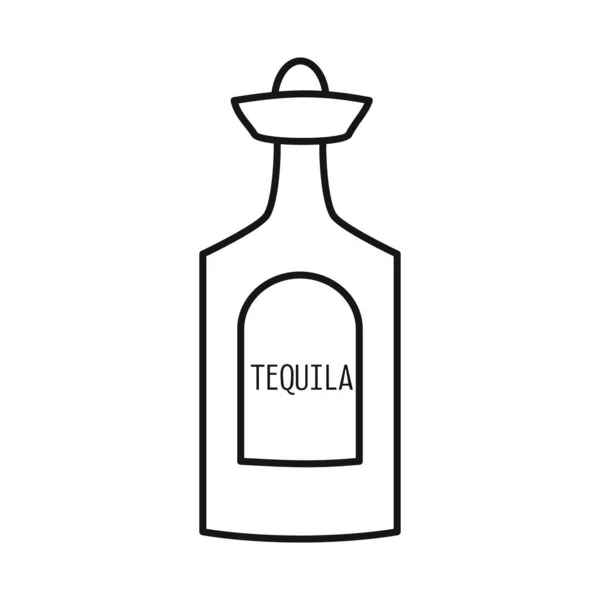 Diseño vectorial de botella y logo de tequila. Elemento web de botella y vidrio símbolo de stock para web. — Vector de stock
