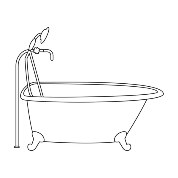 Векторная иконка ванны. Контур векторной иконки на белом фоне ванны. — стоковый вектор