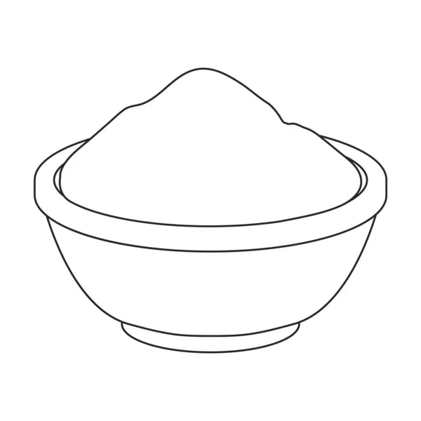 Ícone vetor farinha tigela icon.Outline vetor isolado na farinha fundo branco tigela. —  Vetores de Stock