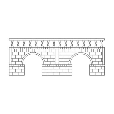 Köprü vektör simgesi Outline vektör simgesi beyaz arkaplan köprüsü üzerinde izole.