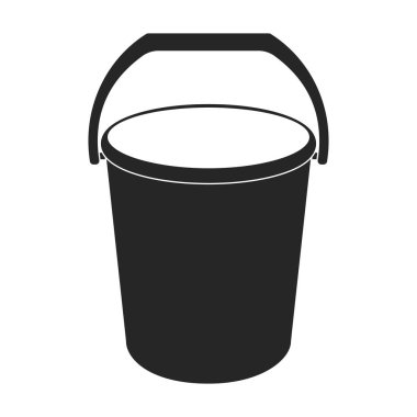 Kova vektör simgesi. Siyah vektör simgesi beyaz arkaplan kovasında izole edildi.