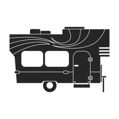 Römork vektör simgesi. Siyah vektör simgesi beyaz arkaplanda izole edildi.