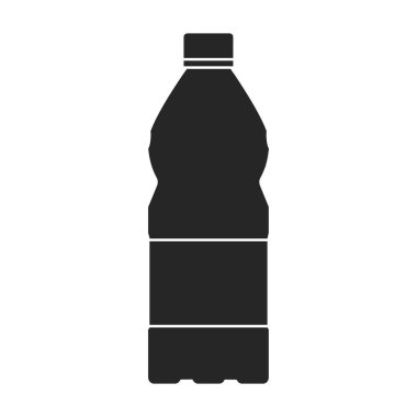 Plastik şişe vektör simgesi. Siyah vektör simgesi beyaz arka plan plastik şişesinde izole edilmiş..