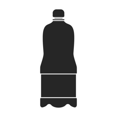 Plastik şişe vektör simgesi. Siyah vektör simgesi beyaz arka plan plastik şişesinde izole edilmiş..