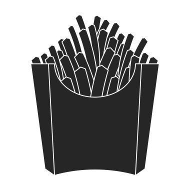 Patates cipsi vektör simgesi. Siyah vektör simgesi beyaz arka planda izole edilmiş..