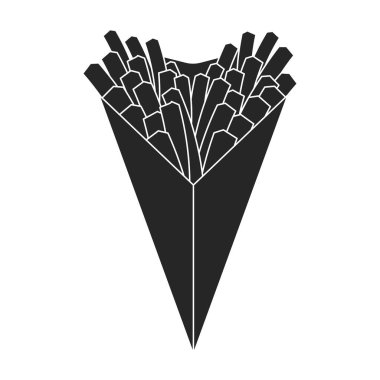 Patates cipsi vektör simgesi. Siyah vektör simgesi beyaz arka planda izole edilmiş..