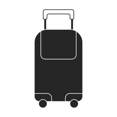 Çanta vektör simgesi. Siyah vektör simgesi beyaz arkaplan valizinde izole edildi.