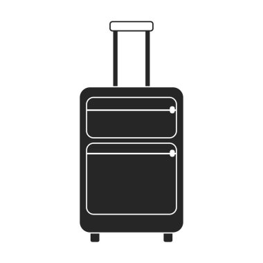 Çanta vektör simgesi. Siyah vektör simgesi beyaz arkaplan valizinde izole edildi.