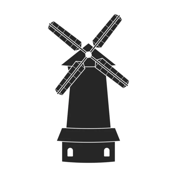 風車のベクトルのアイコン白い背景に孤立した黒いベクトルのアイコン風車. — ストックベクタ