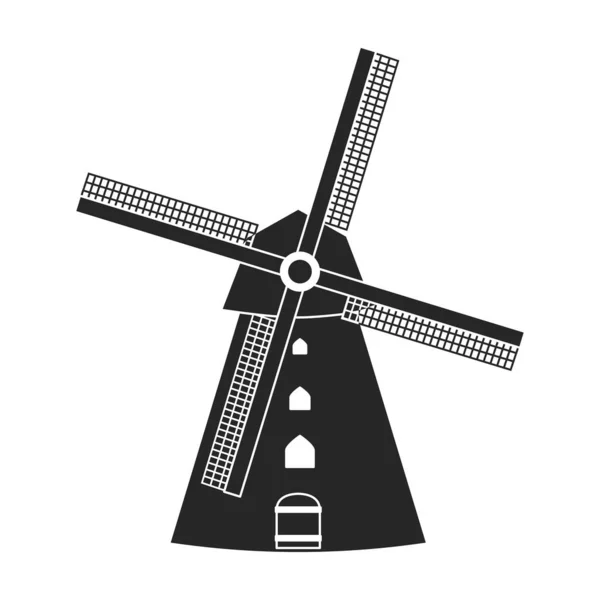 風車のベクトルのアイコン白い背景に孤立した黒いベクトルのアイコン風車. — ストックベクタ