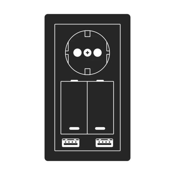 スイッチベクトルアイコンのソケットスイッチの白い背景ソケットに隔離された黒いベクトルアイコン. — ストックベクタ