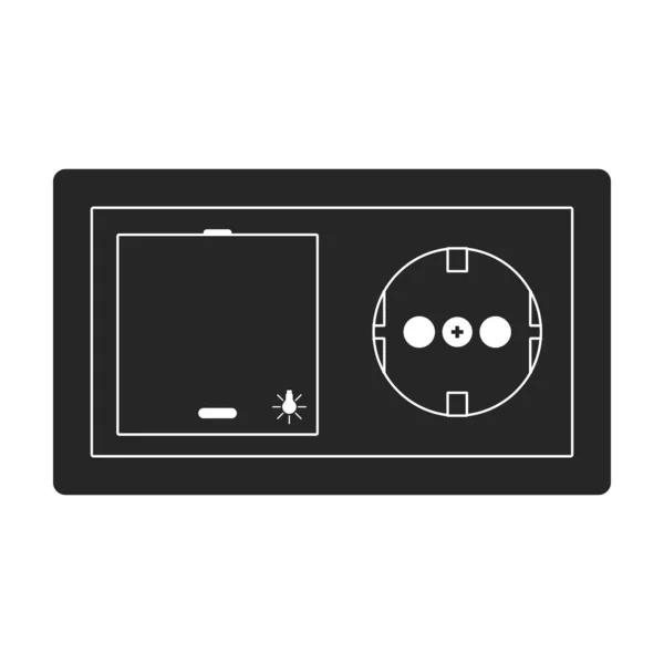 Socket van schakelaar vector icon.Black vector pictogram geïsoleerd op witte achtergrond socket van schakelaar. — Stockvector