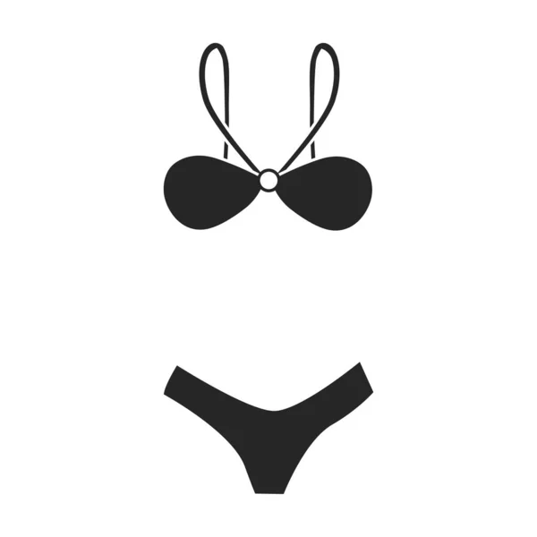 Icona vettoriale nera isolata su costume da bagno di sfondo bianco. — Vettoriale Stock