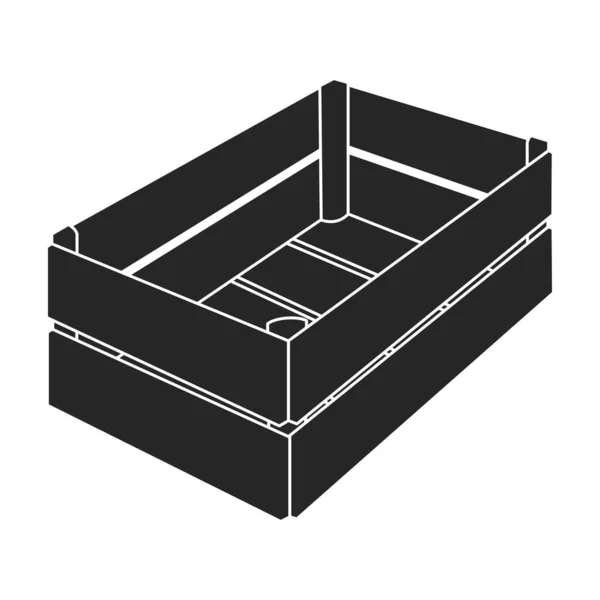 木製の箱ベクトルのアイコン白い背景の木製の箱に隔離された黒いベクトルのアイコン. — ストックベクタ
