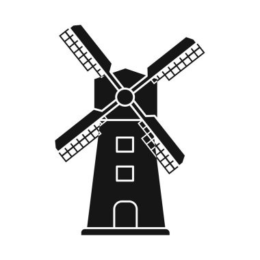 Değirmen ve rüzgar ikonunun vektör tasarımı. Ağ için değirmen koleksiyonu ve hisse senedi sembolü.